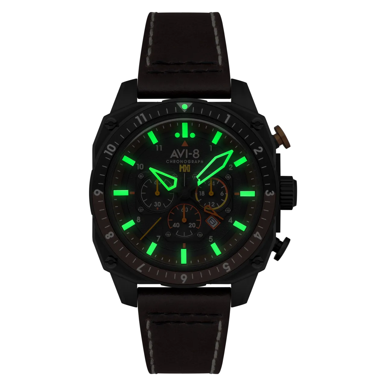 AVI-8 Hawker Hunter Atlas Dual Time Chronograph Soot Black AV410008 detay görseli 3