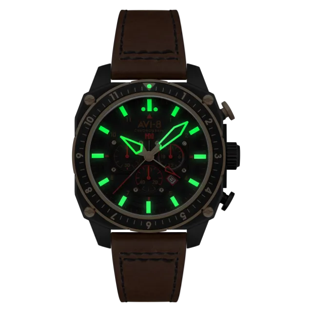 AVI-8 Hawker Hunter Atlas Dual Time Chronograph Jade Black AV410009 Görsel 4