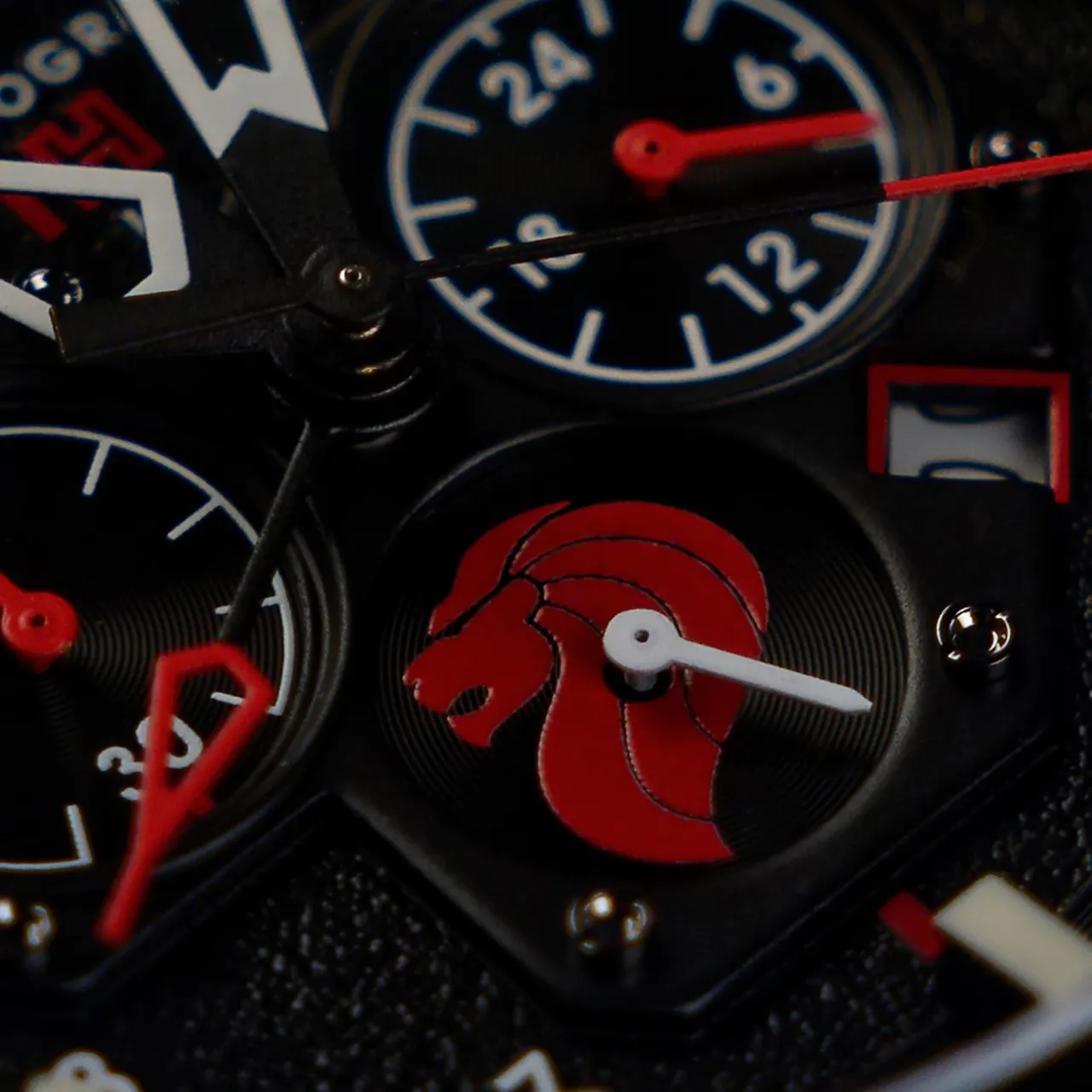 AVI-8 Hawker Hunter Atlas Dual Time Chronograph Black Pegasus Black AV41000A detay görseli 3