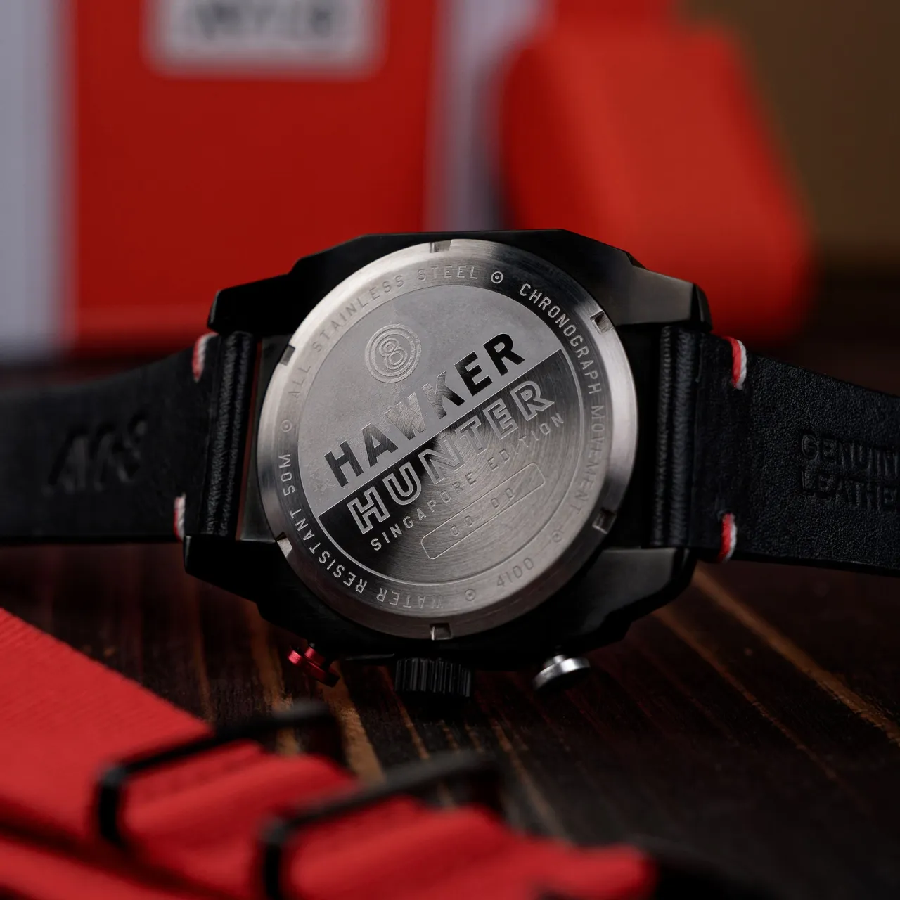 AVI-8 Hawker Hunter Atlas Dual Time Chronograph Black Pegasus Black AV41000A detay görseli 4