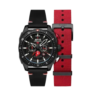 AVI-8 Hawker Hunter Atlas Dual Time Chronograph Black Pegasus Black AV41000A