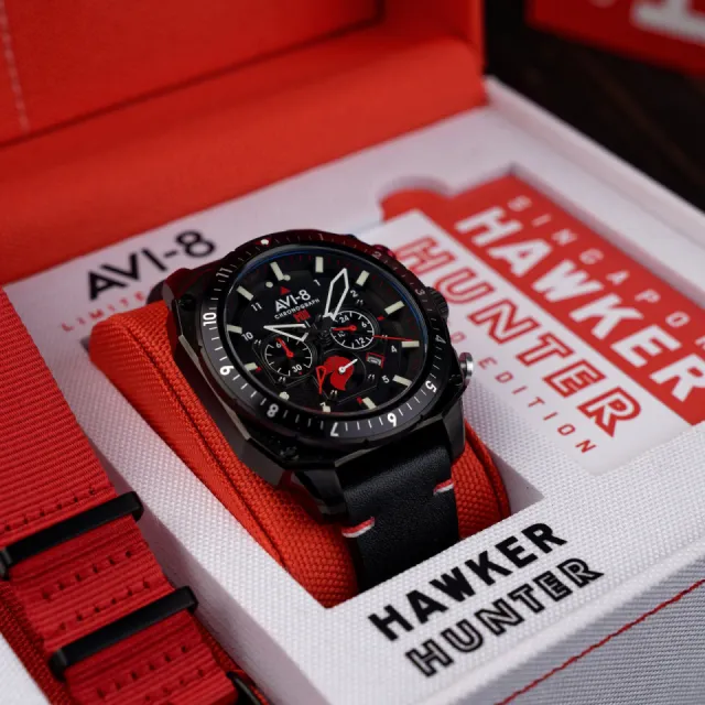 AVI-8 Hawker Hunter Atlas Dual Time Chronograph Black Pegasus Black AV41000A Görsel 7