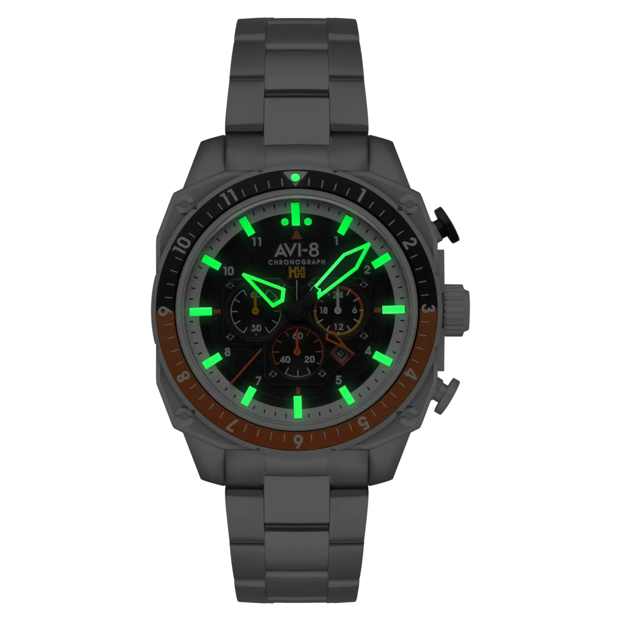 AVI-8 Hawker Hunter Atlas Dual Time Chronograph Raven Black AV410011 detay görseli 3