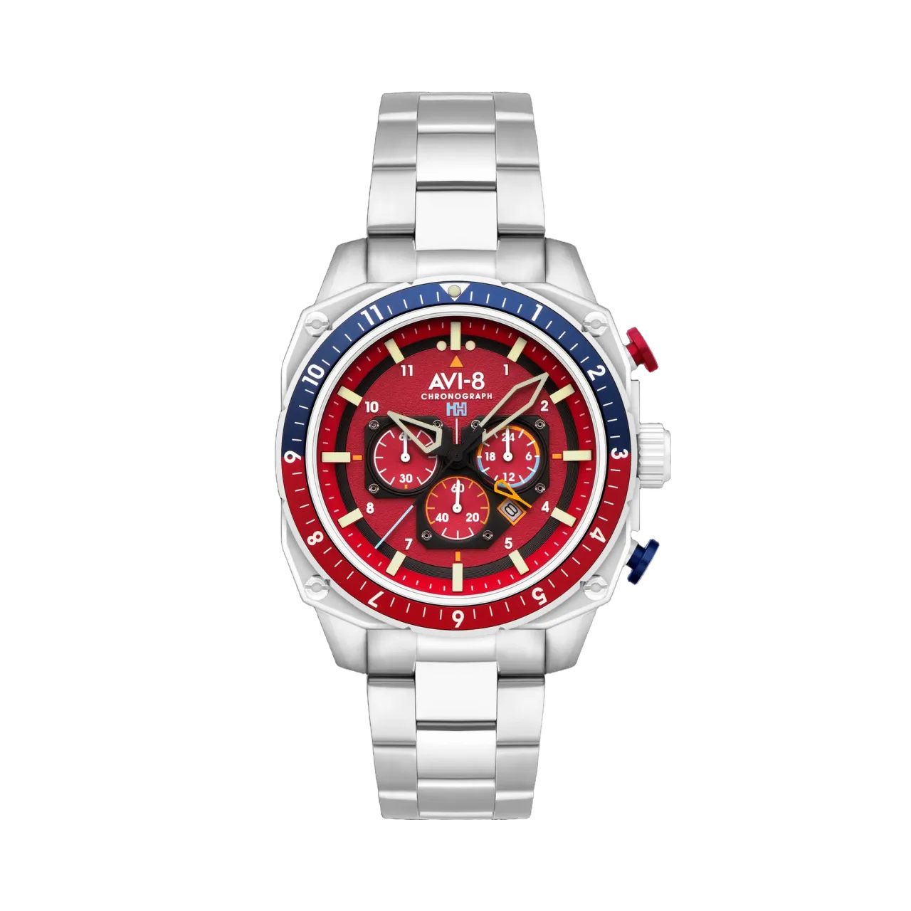 AVI-8 Hawker Hunter Atlas Dual Time Chronograph Crimson Red AV410022