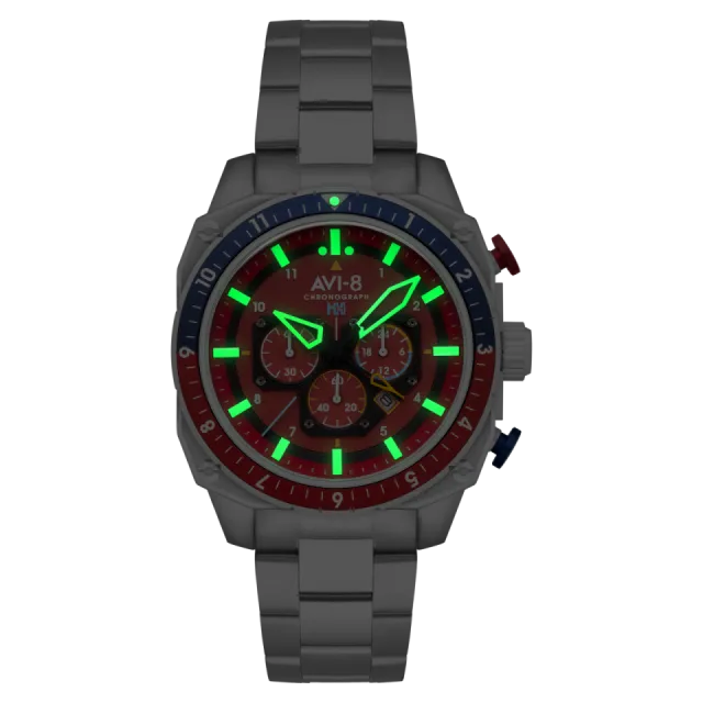 AVI-8 Hawker Hunter Atlas Dual Time Chronograph Crimson Red AV410022 Görsel 4