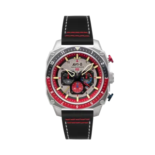 AVI-8 Hawker Hunter Atlas Dual Time Chronograph Hazard Red AV410003