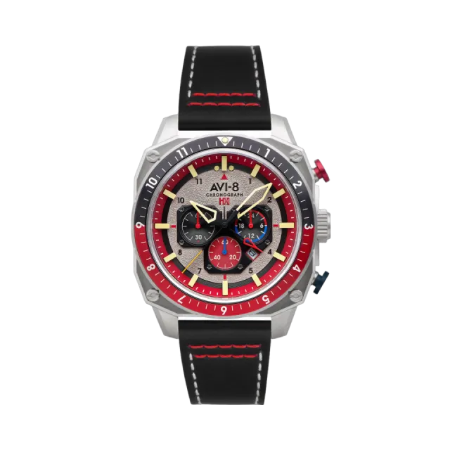 AVI-8 Hawker Hunter Atlas Dual Time Chronograph Hazard Red AV410003 Görsel 1