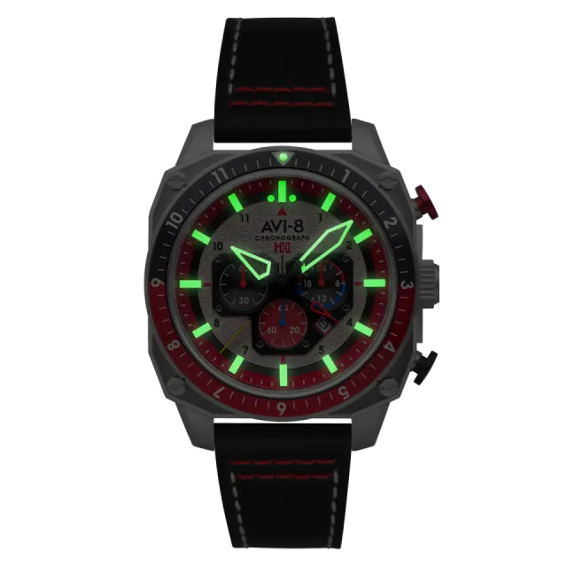 AVI-8 Hawker Hunter Atlas Dual Time Chronograph Hazard Red AV410003 Görsel 5