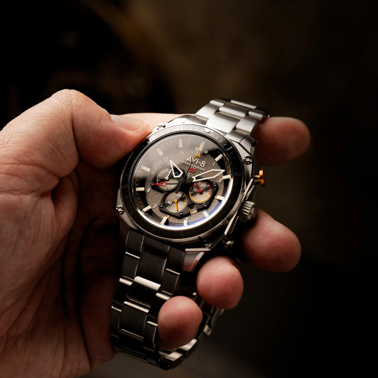 AVI-8 Hawker Hunter Atlas Dual Time Chronograph Grey AV410033 detay görseli 2