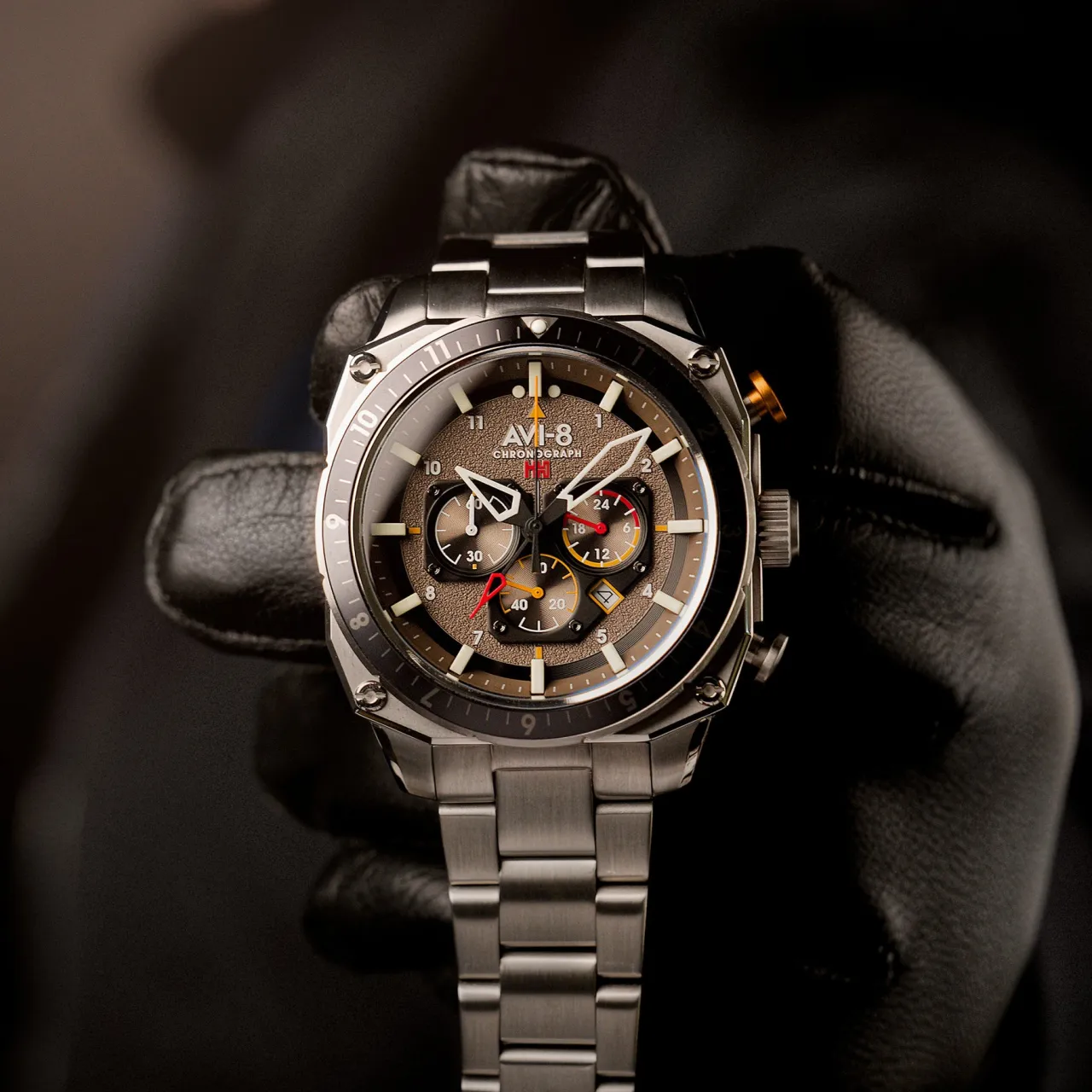 AVI-8 Hawker Hunter Atlas Dual Time Chronograph Grey AV410033 detay görseli 4