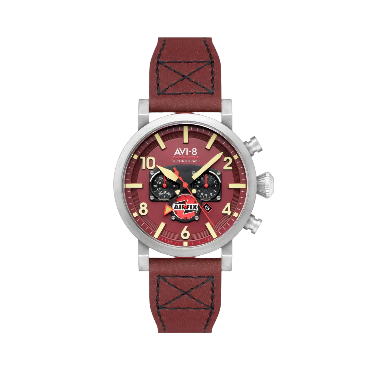 AVI-8 Dambuster Gibson Dual Time Chronograph Airfix Edition Hazard Red AV410704