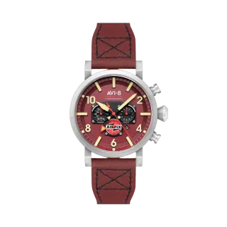 AVI-8 Dambuster Gibson Dual Time Chronograph Airfix Edition Hazard Red AV410704