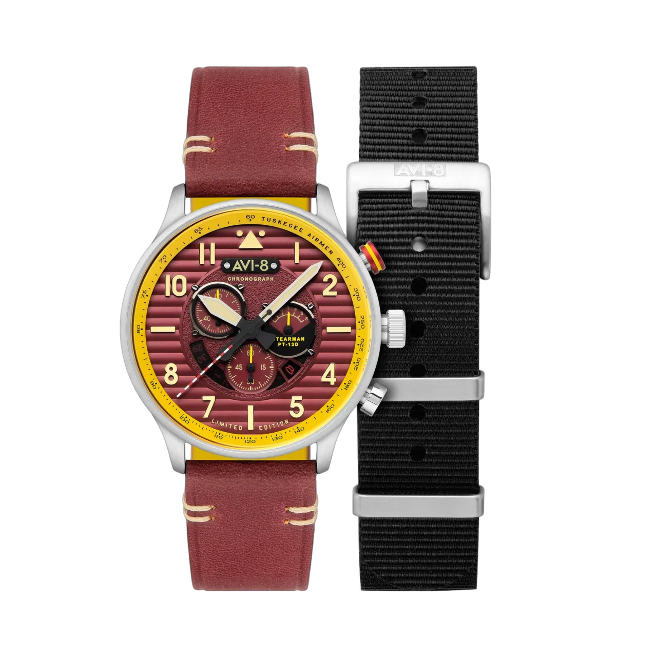 AVI-8 Flyboy Spirit Of Tuskegee Chronograph Limited Edition Red AV410902