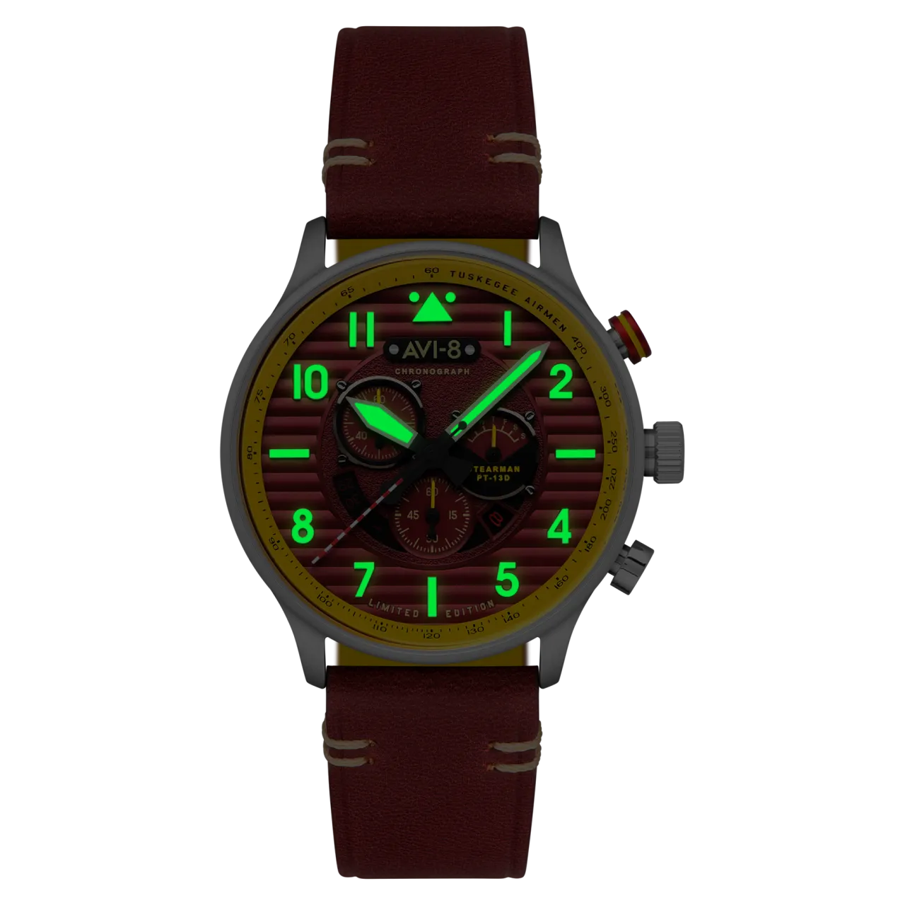 AVI-8 Flyboy Spirit Of Tuskegee Chronograph Limited Edition Red AV410902 detay görseli 2
