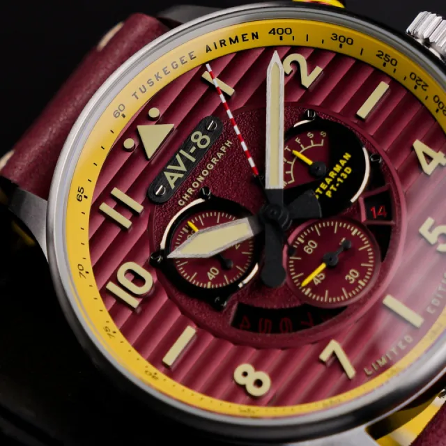 AVI-8 Flyboy Spirit Of Tuskegee Chronograph Limited Edition Red AV410902 Görsel 11