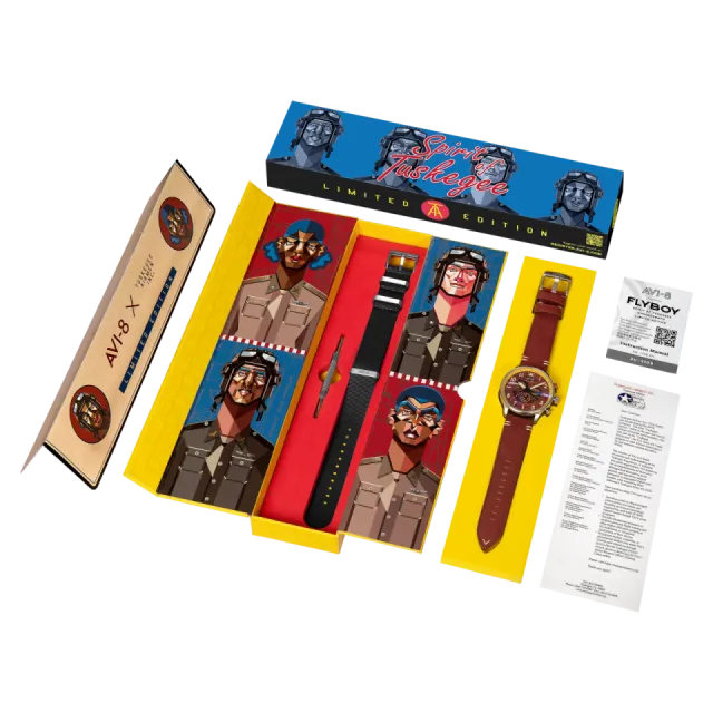 AVI-8 Flyboy Spirit Of Tuskegee Chronograph Limited Edition Red AV410902 Görsel 12