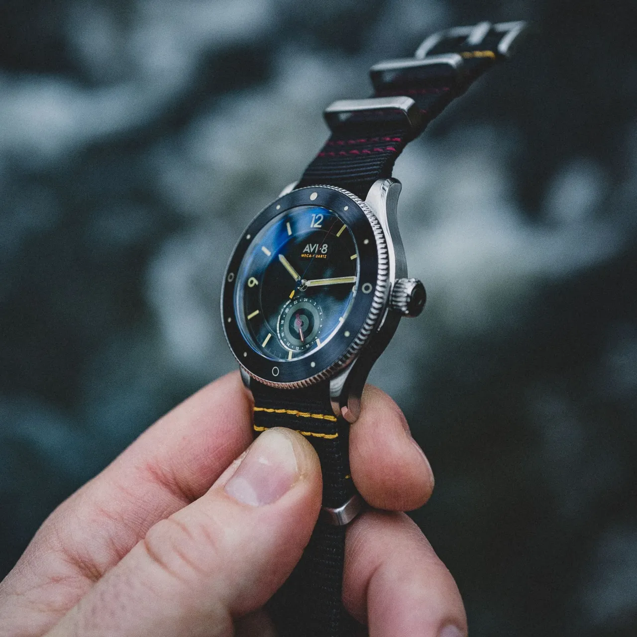 AVI-8 Flyboy Airmaster Sector Meca-Quartz Raven Black AV411201 detay görseli 5