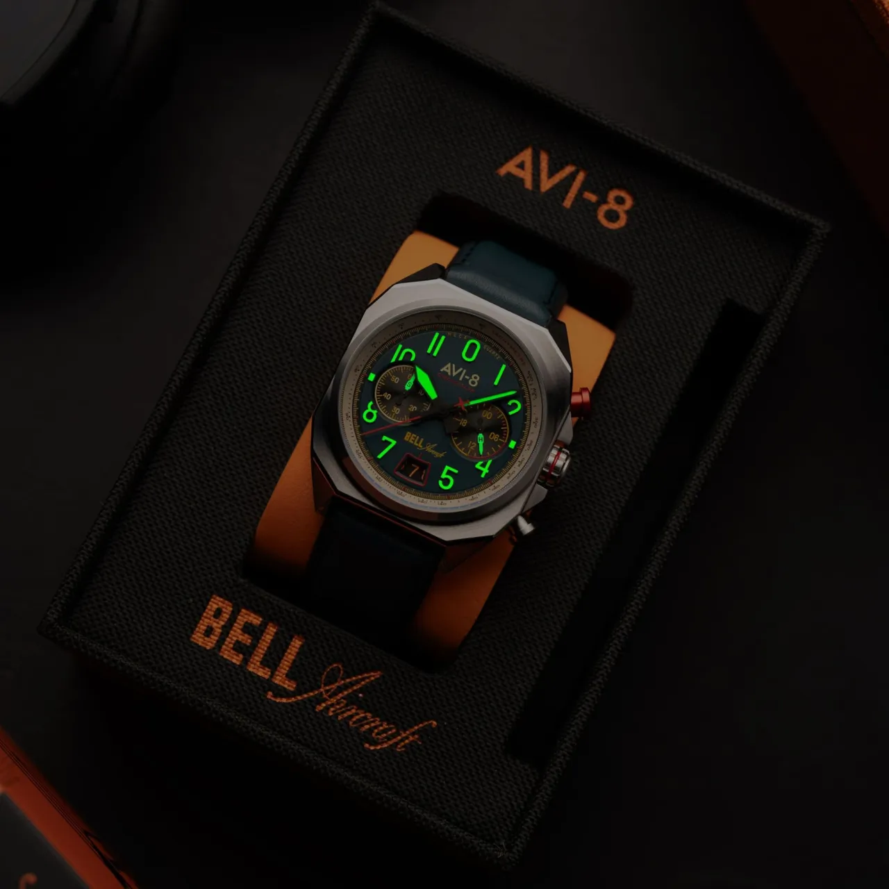 AVI-8 Bell X-1 Machbuster Chronograph Aviation Blue AV411801 detay görseli 3