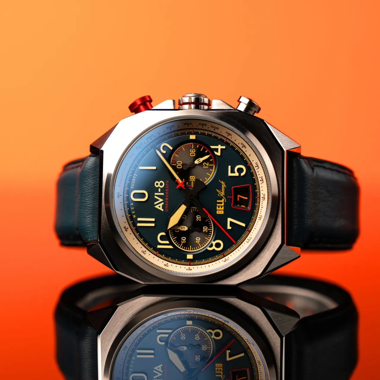 AVI-8 Bell X-1 Machbuster Chronograph Aviation Blue AV411801 detay görseli 4
