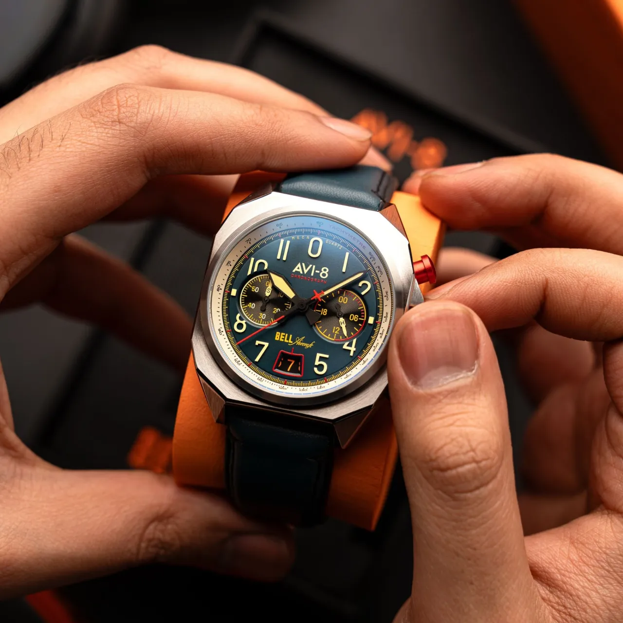 AVI-8 Bell X-1 Machbuster Chronograph Aviation Blue AV411801 detay görseli 5