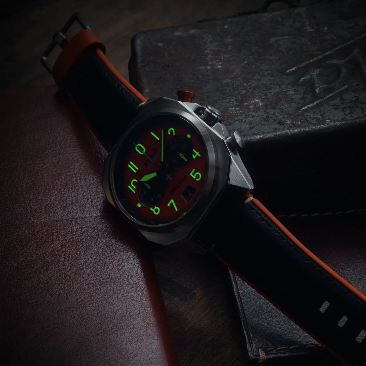 AVI-8 Bell X-1 Machbuster Chronograph Rusty Orange AV411802 detay görseli 3