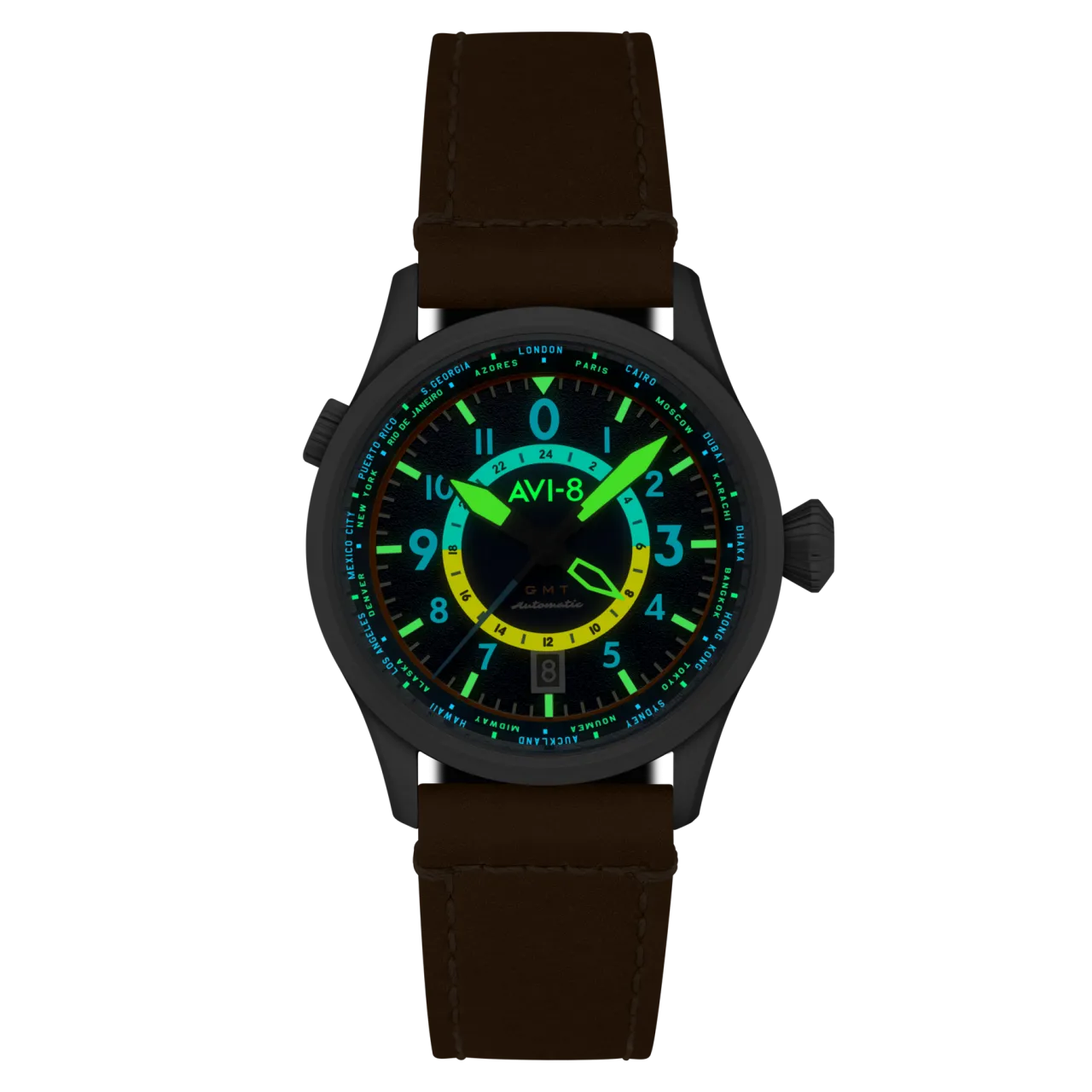 AVI-8 Flyboy Wingman Worldtimer GMT Automatic Blue AV412001 detay görseli 3