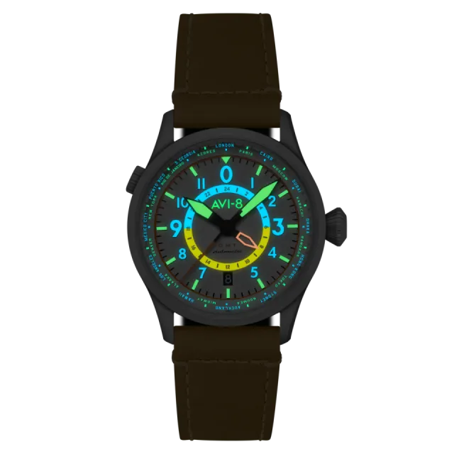 AVI-8 Flyboy Wingman Worldtimer GMT Automatic Sand Green AV412002 Görsel 4