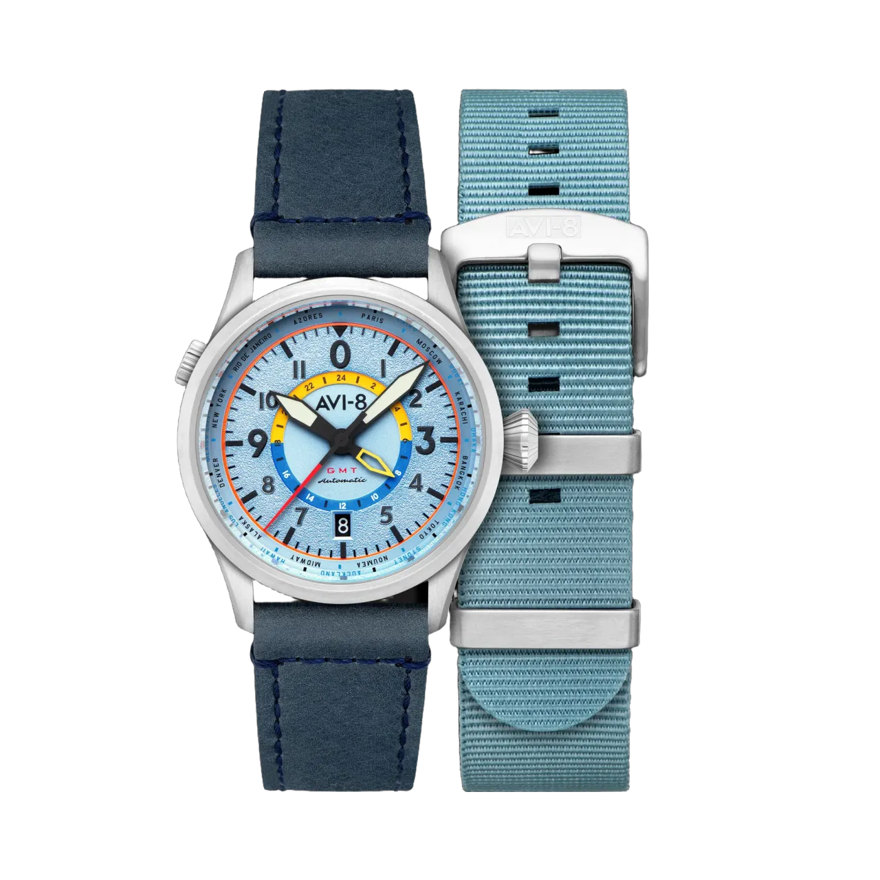 AVI-8 Flyboy Wingman Worldtimer GMT Automatic Blue AV412003