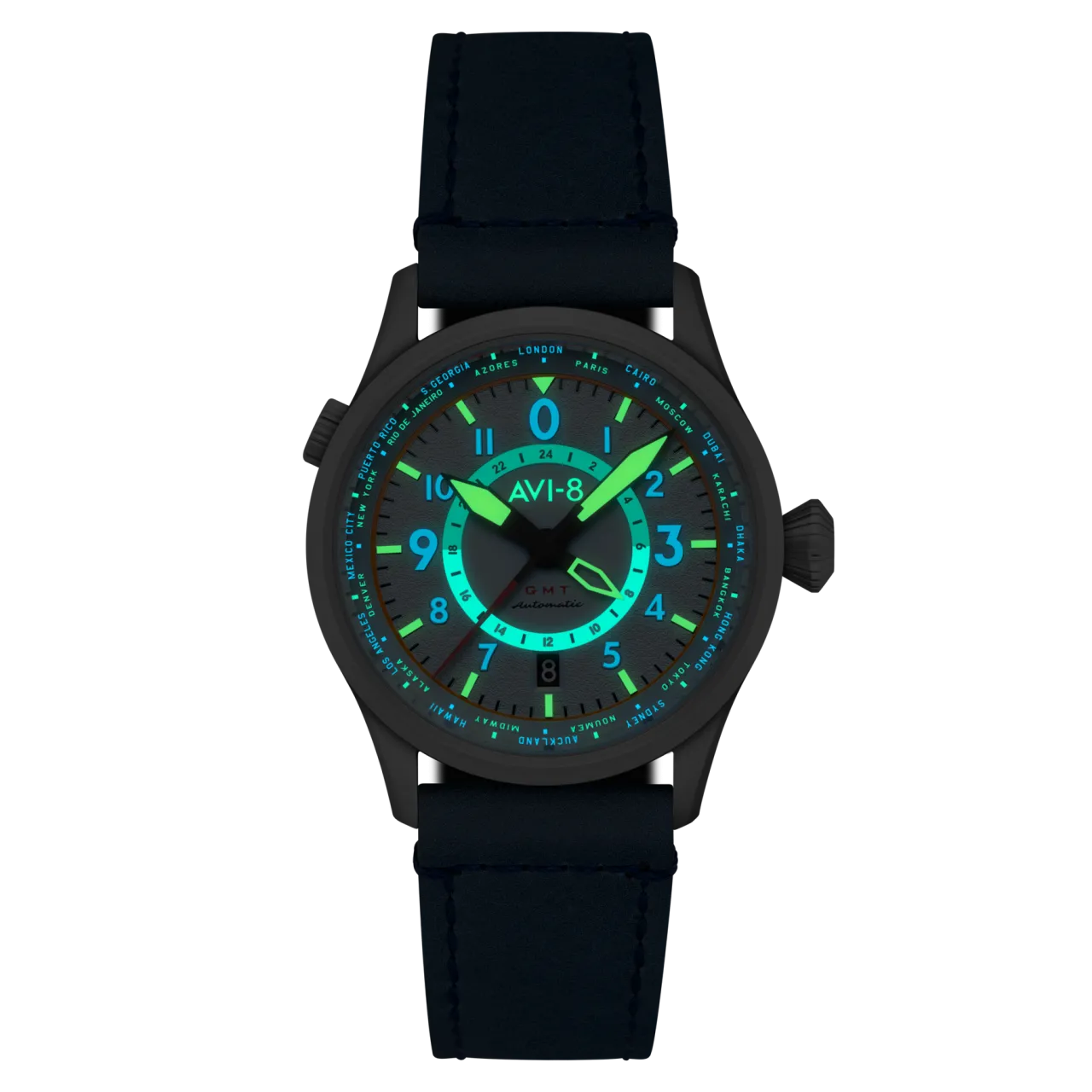 AVI-8 Flyboy Wingman Worldtimer GMT Automatic Blue AV412003 detay görseli 3