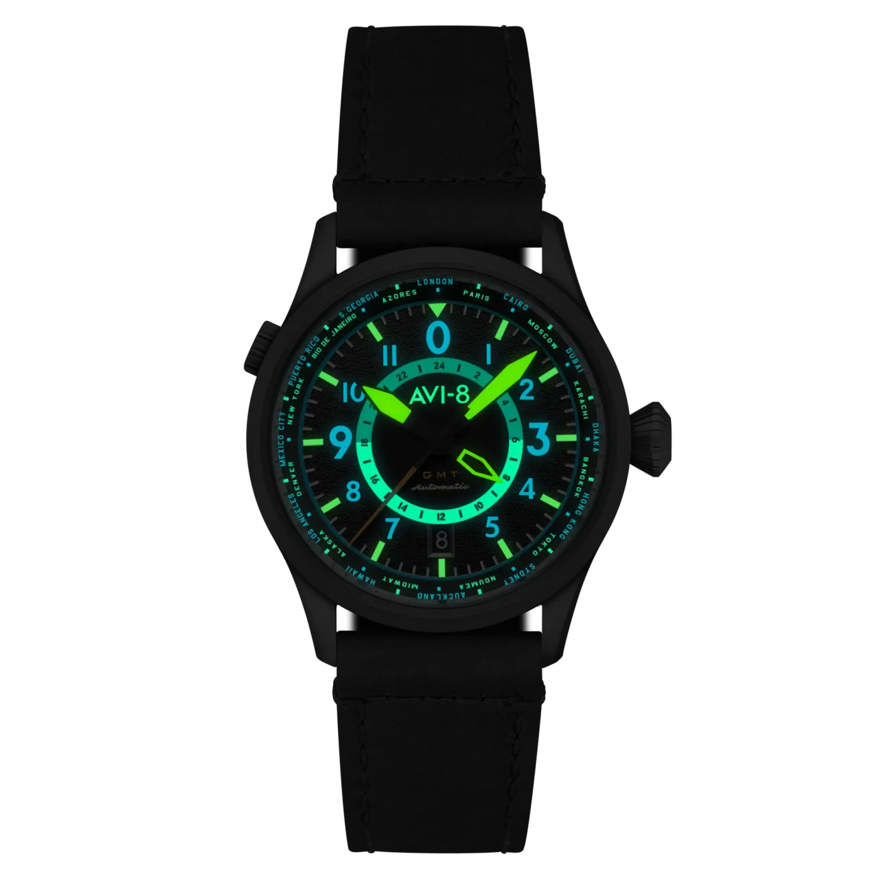 AVI-8 Flyboy Wingman Worldtimer GMT Automatic Tropical Grey AV412004 detay görseli 3