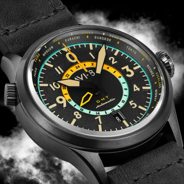 AVI-8 Flyboy Wingman Worldtimer GMT Automatic Tropical Grey AV412004 Görsel 11