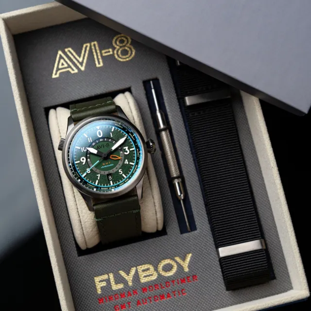 AVI-8 Flyboy Wingman Worldtimer GMT Automatic Green AV412005 Görsel 12