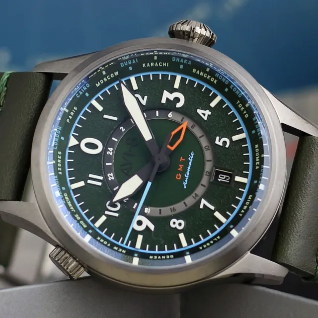AVI-8 Flyboy Wingman Worldtimer GMT Automatic Green AV412005 Görsel 15