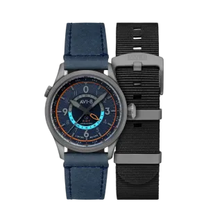 AVI-8 Flyboy Wingman Worldtimer GMT Automatic Stealth Blue AV412007