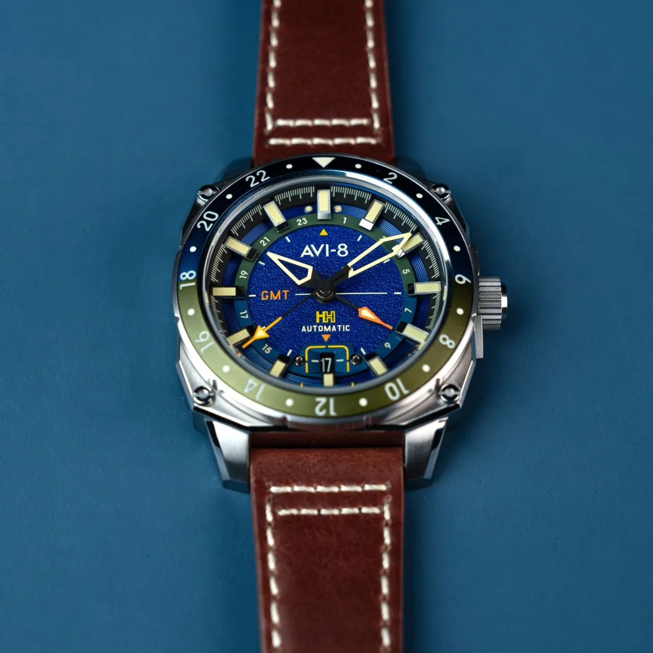 AVI-8 Hawker Hunter Atlas GMT Automatic Blue AV4122 detay görseli 5