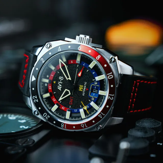 AVI-8 Hawker Hunter Atlas GMT Automatic Black AV412201 Görsel 11