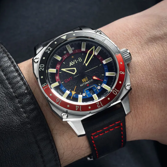 AVI-8 Hawker Hunter Atlas GMT Automatic Black AV412201 Görsel 12
