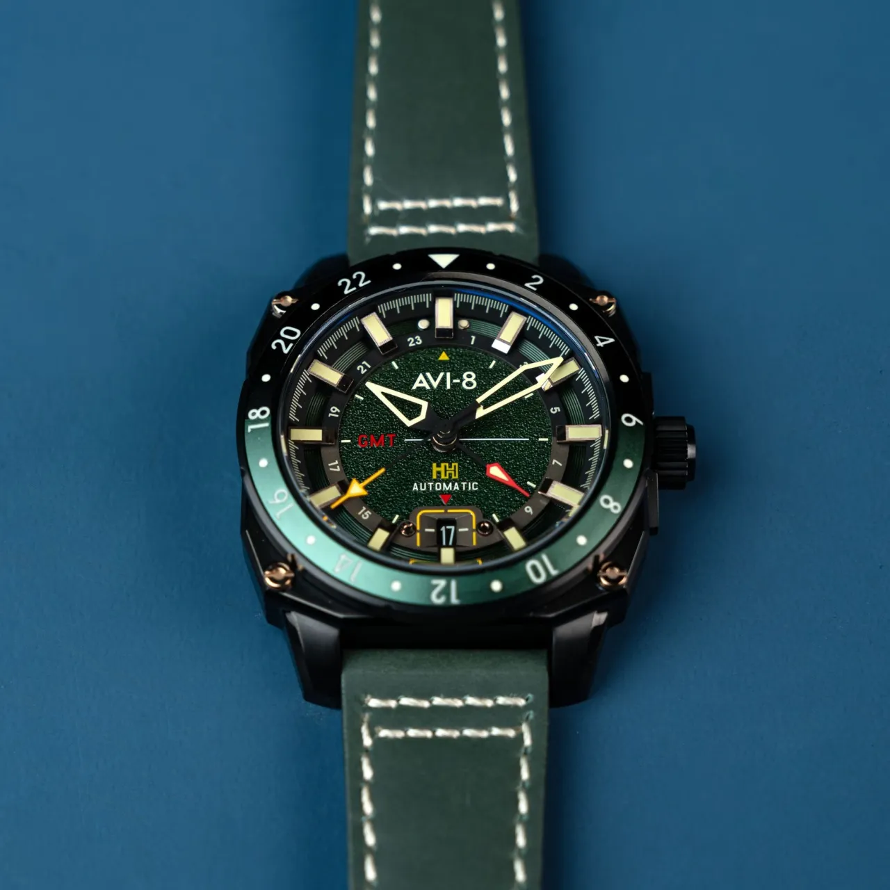 AVI-8 Hawker Hunter Atlas GMT Automatic Yeşil AV412203 detay görseli 5
