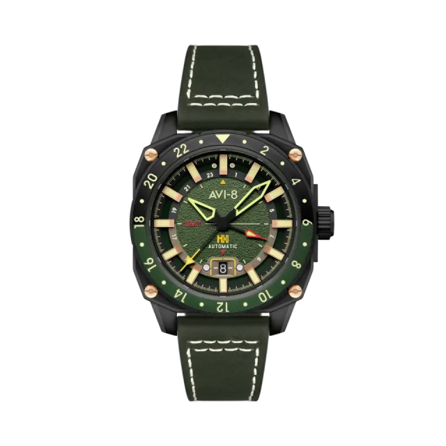 AVI-8 Hawker Hunter Atlas GMT Automatic Yeşil AV412203 Görsel 1