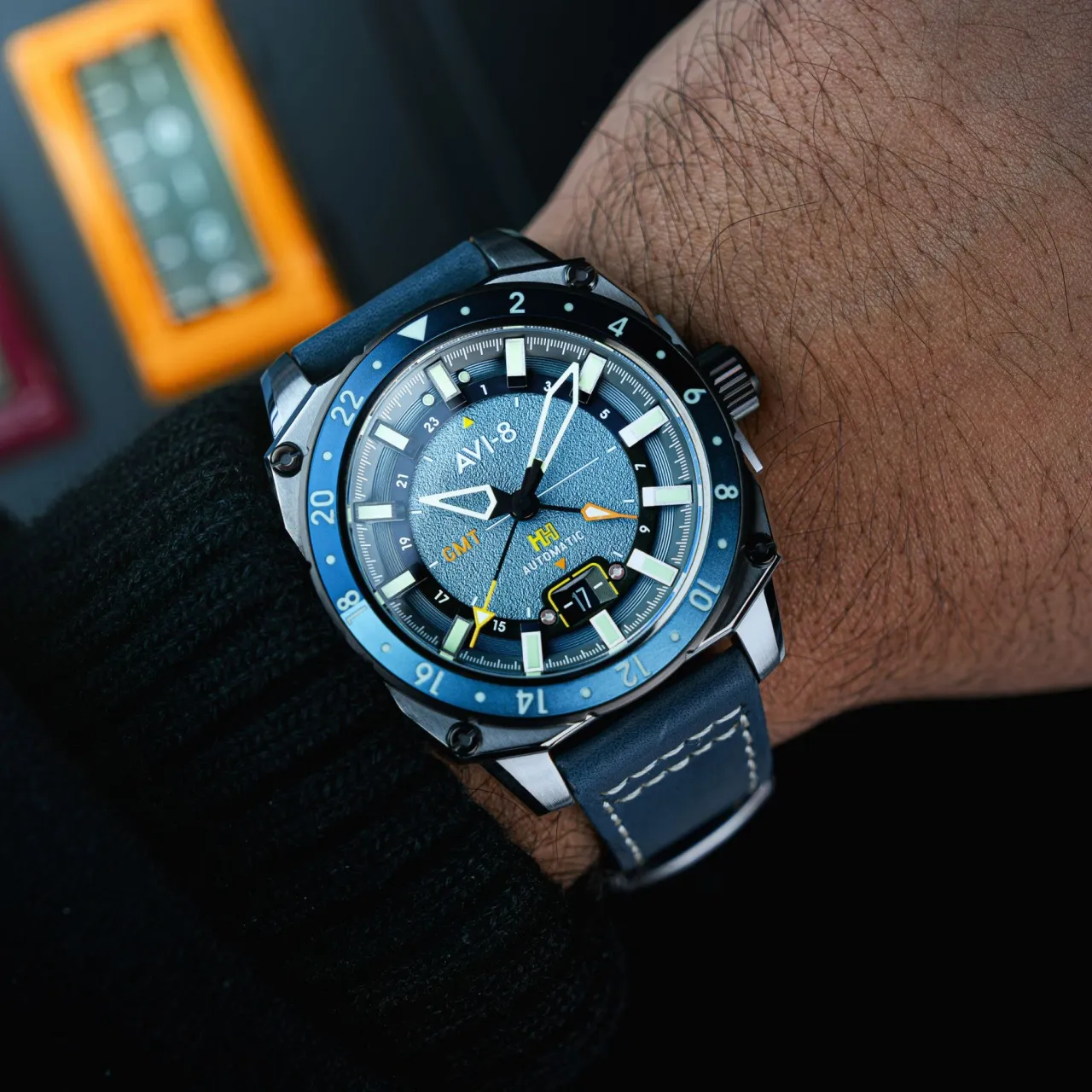 AVI-8 Hawker Hunter Atlas GMT Automatic Blue AV412205 detay görseli 2