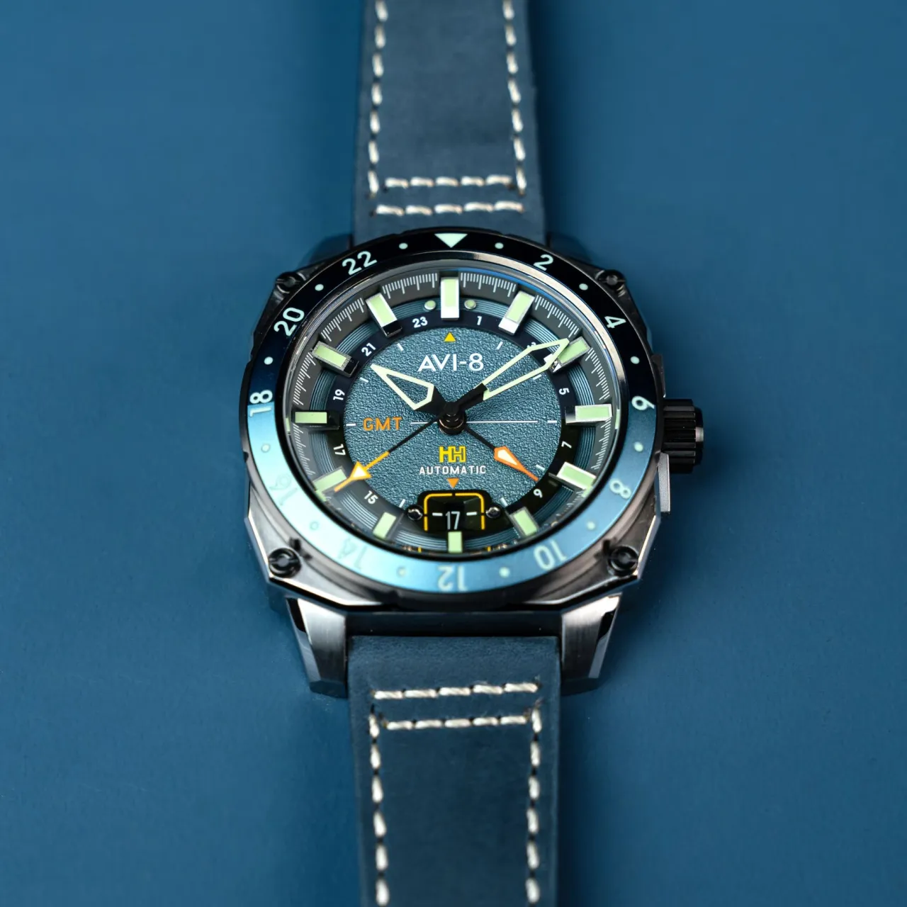 AVI-8 Hawker Hunter Atlas GMT Automatic Blue AV412205 detay görseli 5