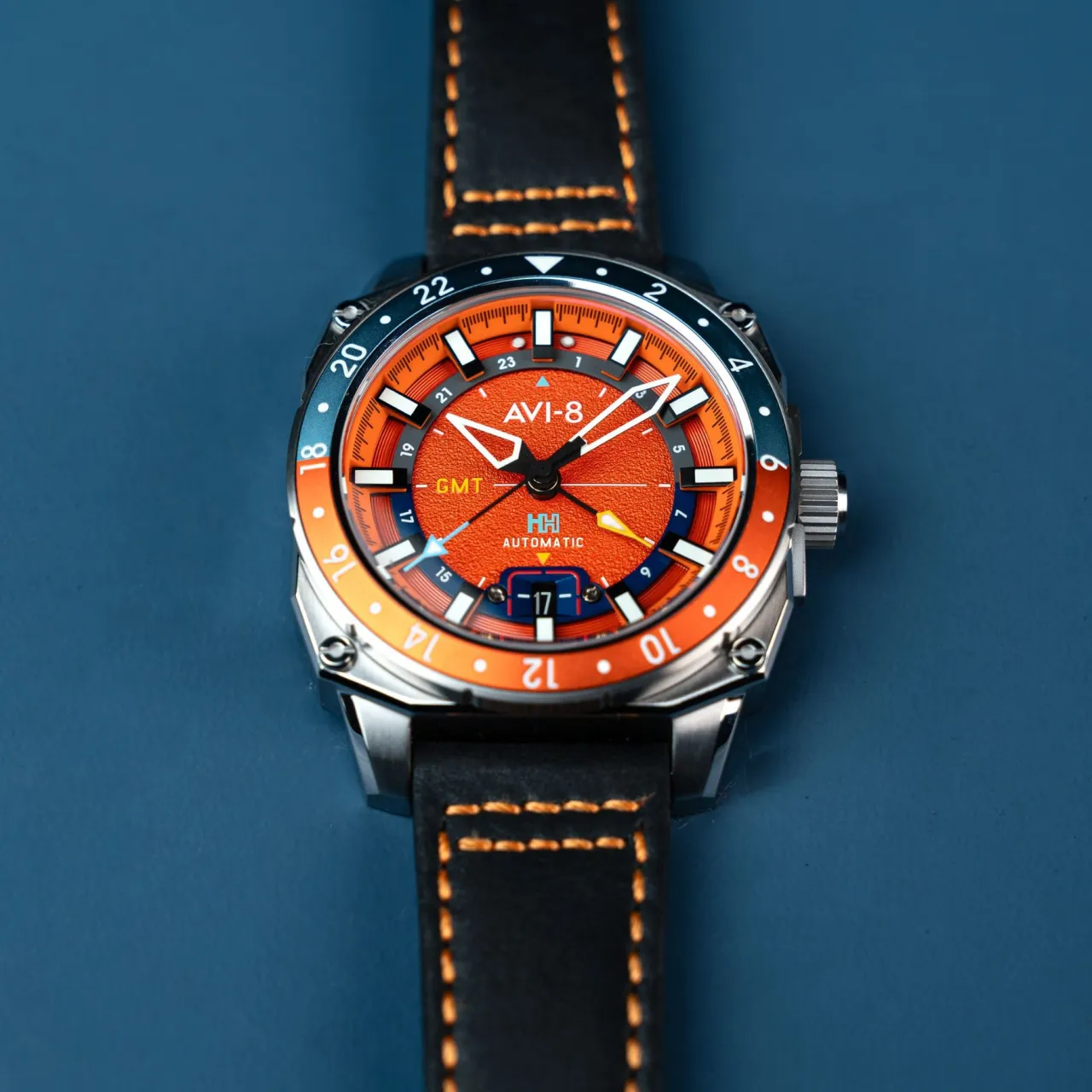 AVI-8 Hawker Hunter Atlas GMT Automatic Orangish Red AV412206 detay görseli 5
