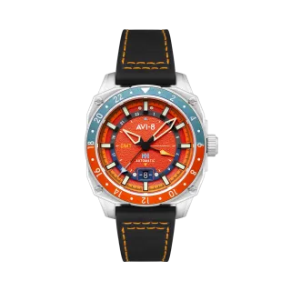AVI-8 Hawker Hunter Atlas GMT Automatic Orangish Red AV412206