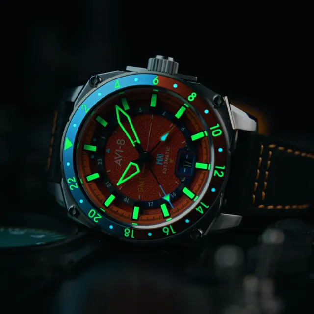 AVI-8 Hawker Hunter Atlas GMT Automatic Orangish Red AV412206 Görsel 5