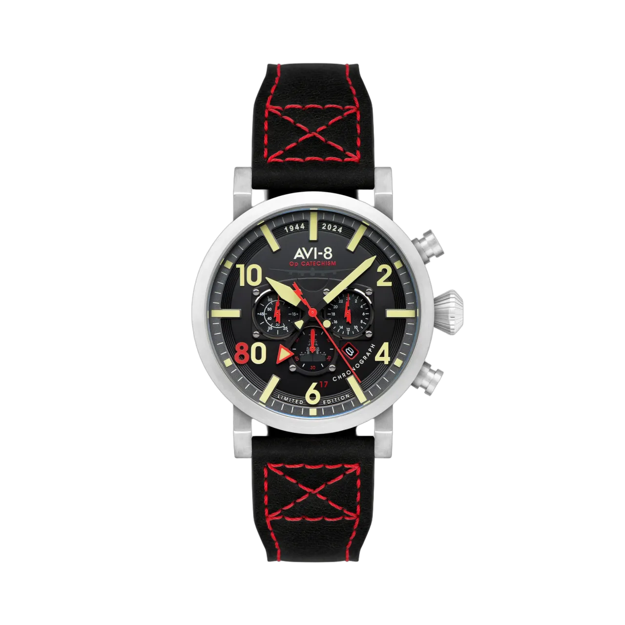 AVI-8 Dambuster Operation Catechism 80th Dual Time Chronograph Limited Edition Bomber Black AV412401
