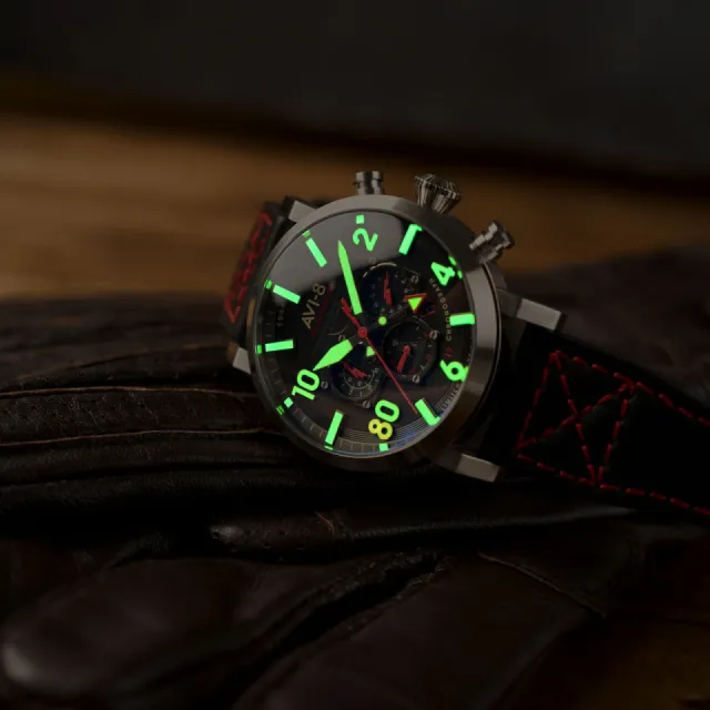 AVI-8 Dambuster Operation Catechism 80th Dual Time Chronograph Limited Edition Bomber Black AV412401 Görsel 4