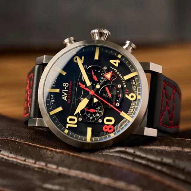 AVI-8 Dambuster Operation Catechism 80th Dual Time Chronograph Limited Edition Bomber Black AV412401 Görsel 5