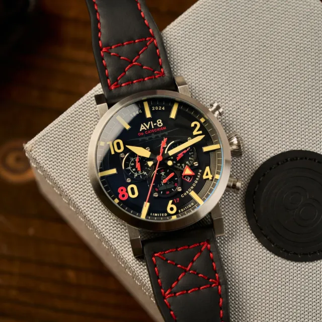 AVI-8 Dambuster Operation Catechism 80th Dual Time Chronograph Limited Edition Bomber Black AV412401 Görsel 7