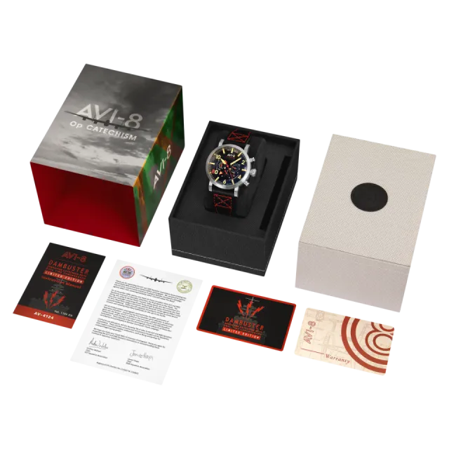 AVI-8 Dambuster Operation Catechism 80th Dual Time Chronograph Limited Edition Bomber Black AV412401 Görsel 9