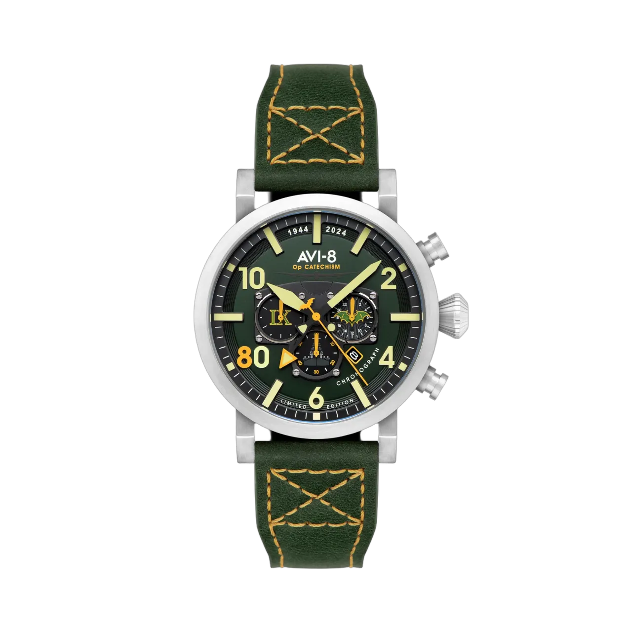 AVI-8 Dambuster Operation Catechism 80th Dual Time Chronograph Bat Green AV412402